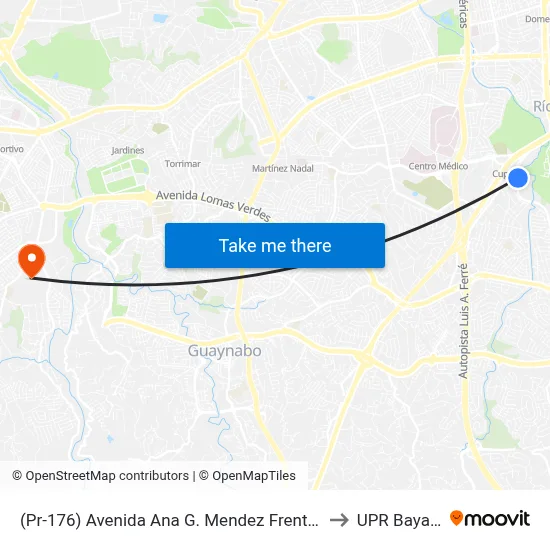 (Pr-176) Avenida Ana G. Mendez Frente A La Umet to UPR Bayamón map
