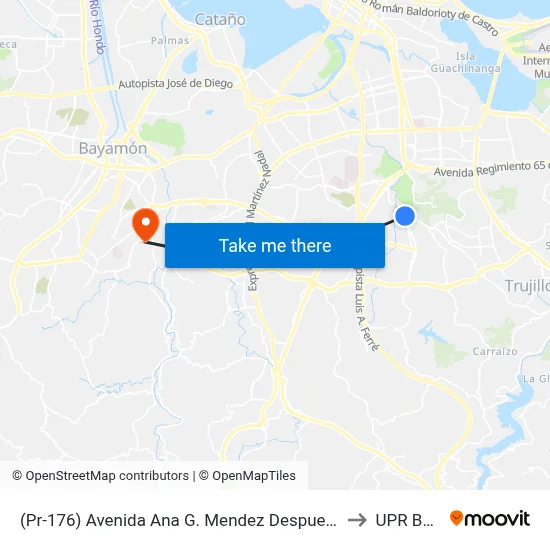 (Pr-176)  Avenida Ana G. Mendez Despues (Pr-845) Calle San Claudio to UPR Bayamón map