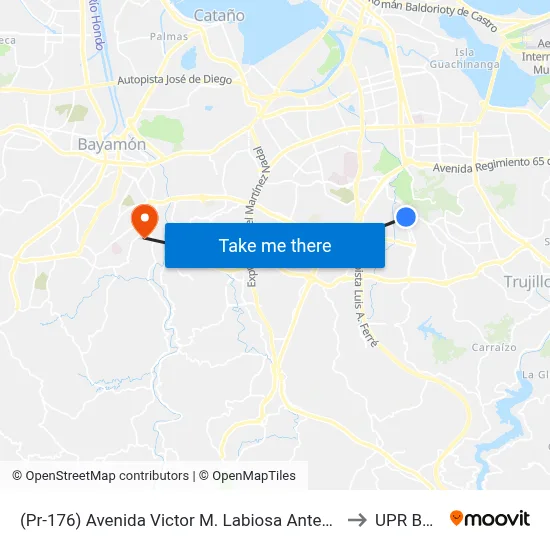 (Pr-176) Avenida Victor M. Labiosa Antes (Pr-845) Calle San Claudio to UPR Bayamón map