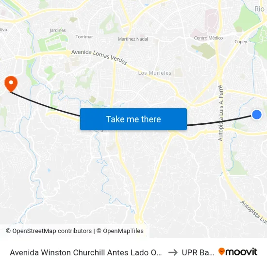 Avenida Winston Churchill Antes Lado Opuesto Calle Eduardo D'Ors to UPR Bayamón map