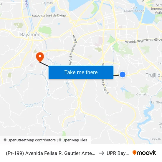 (Pr-199) Avenida Felisa R. Gautier Antes Calle Princesa to UPR Bayamón map