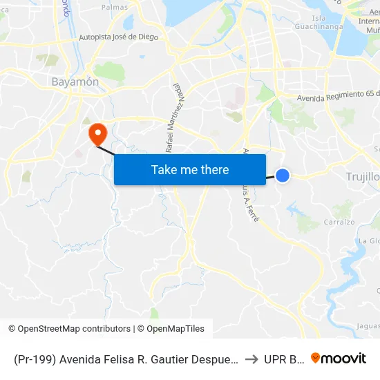 (Pr-199) Avenida Felisa R. Gautier Despues (Pr-176) Avenida Victor M. Labiosa to UPR Bayamón map