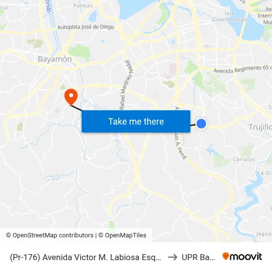 (Pr-176) Avenida Victor M. Labiosa Esquina Calle Pio Baroja to UPR Bayamón map