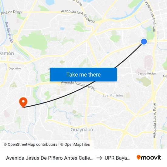 Avenida Jesus De Piñero Antes Calle Argel to UPR Bayamón map