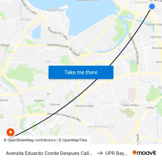 Avenida Eduardo Conde Despues Calle Del Carmen to UPR Bayamón map