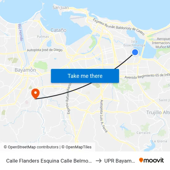 Calle Flanders Esquina Calle Belmonte to UPR Bayamón map