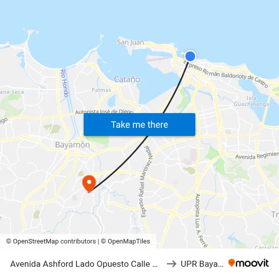 Avenida Ashford Lado Opuesto Calle Barranquitas to UPR Bayamón map