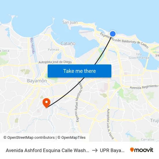 Avenida Ashford Esquina Calle Washington to UPR Bayamón map