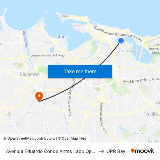 Avenida Eduardo Conde Antes Lado Opuesto Calle Martino to UPR Bayamón map