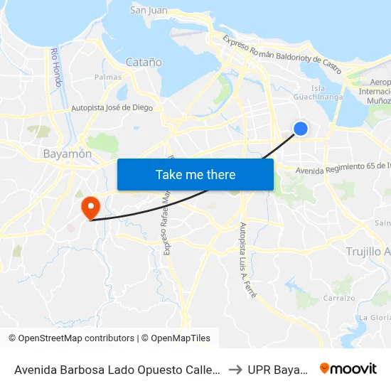 Avenida Barbosa Lado Opuesto Calle Gerona to UPR Bayamón map
