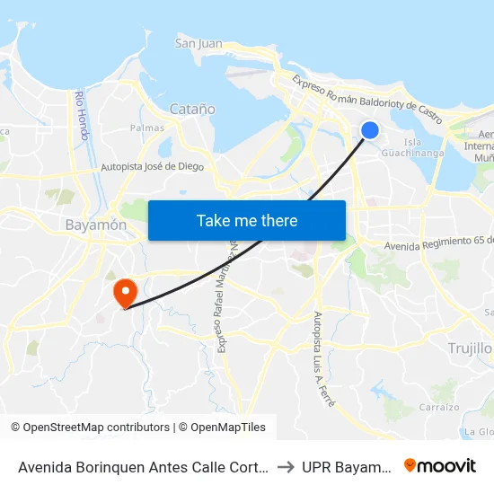 Avenida Borinquen Antes Calle Cortijo to UPR Bayamón map