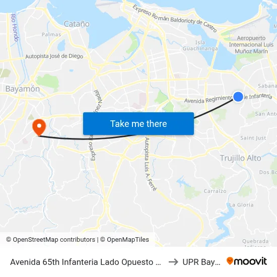 Avenida 65th Infanteria Lado Opuesto Calle Yaboa Real to UPR Bayamón map