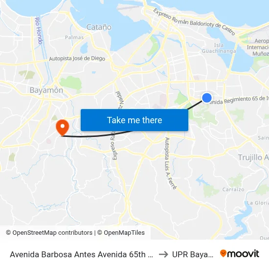 Avenida Barbosa Antes Avenida 65th Infanteria to UPR Bayamón map