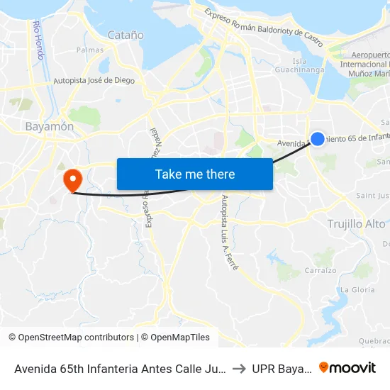 Avenida 65th Infanteria Antes Calle Juan P. Reyes to UPR Bayamón map