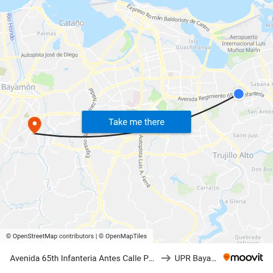 Avenida 65th Infanteria Antes Calle Pablo Saez to UPR Bayamón map