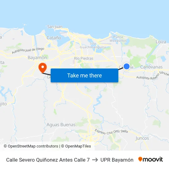 Calle Severo Quiñonez Antes Calle 7 to UPR Bayamón map