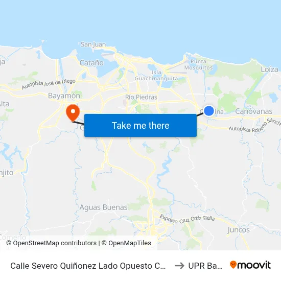 Calle Severo Quiñonez Lado Opuesto Calle Eusebio Gonzalez to UPR Bayamón map
