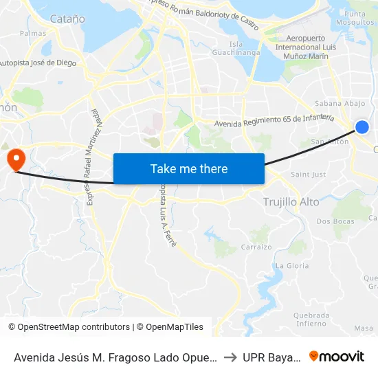 Avenida Jesús M. Fragoso Lado Opuesto Vía 48 to UPR Bayamón map