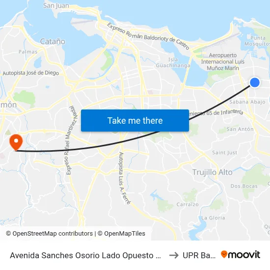 Avenida Sanches Osorio Lado Opuesto Residencial Torre Sabana to UPR Bayamón map