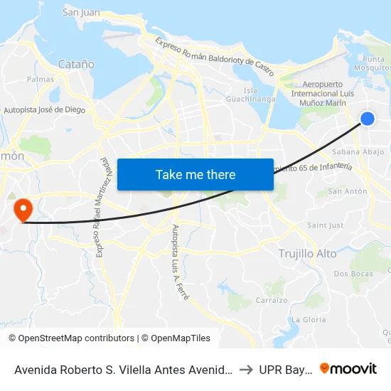 Avenida Roberto S. Vilella Antes Avenida Sanches Osorio to UPR Bayamón map