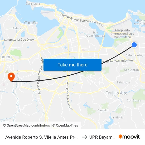 Avenida Roberto S. Vilella Antes Pr-190 to UPR Bayamón map