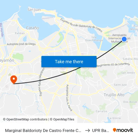 Marginal Baldorioty De Castro Frente Condominio Intersuite to UPR Bayamón map