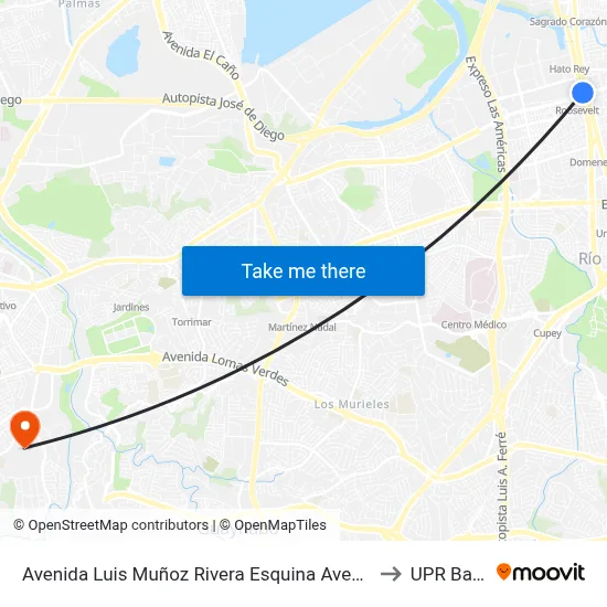 Avenida Luis Muñoz Rivera Esquina Avenida Franklin D. Roosvelt to UPR Bayamón map
