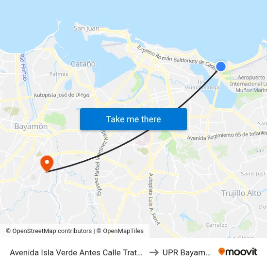 Avenida Isla Verde Antes Calle Tratak to UPR Bayamón map