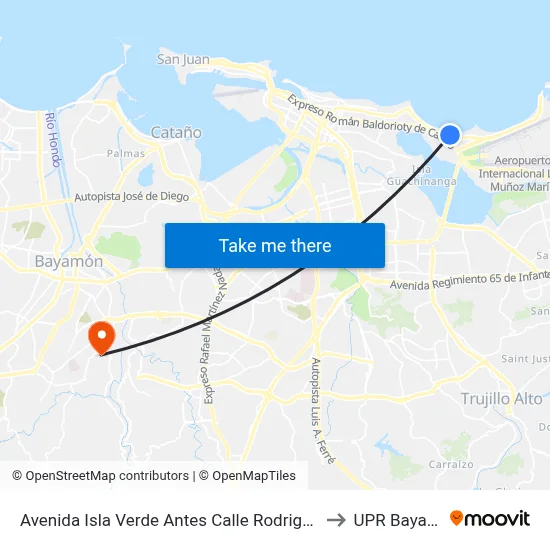Avenida Isla Verde Antes Calle Rodriguez Emma to UPR Bayamón map