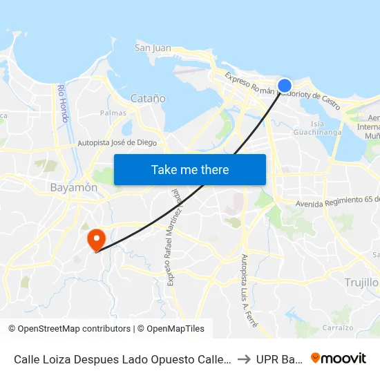 Calle Loiza Despues Lado Opuesto Calle Rampla Del Admirante to UPR Bayamón map