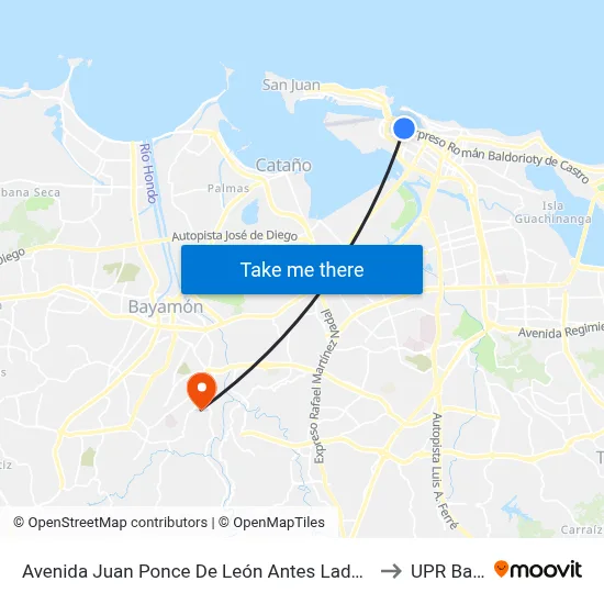 Avenida Juan Ponce De León Antes Lado Opuesto Calle Waymouth to UPR Bayamón map