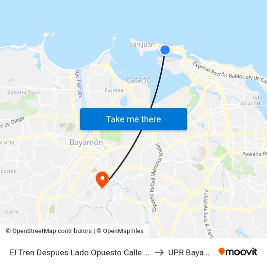 El Tren Despues Lado Opuesto Calle Pelayo to UPR Bayamón map