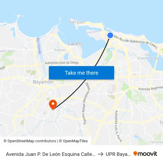 Avenida Juan P. De León Esquina Calle Monserrate to UPR Bayamón map