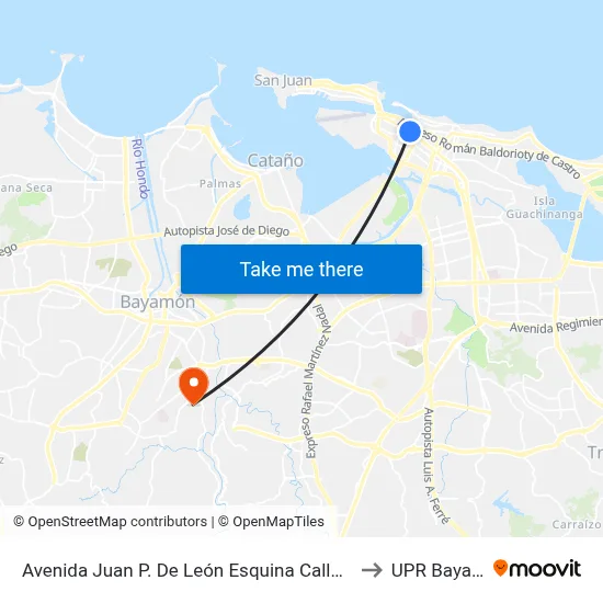 Avenida Juan P. De León Esquina Calle Runcabado to UPR Bayamón map