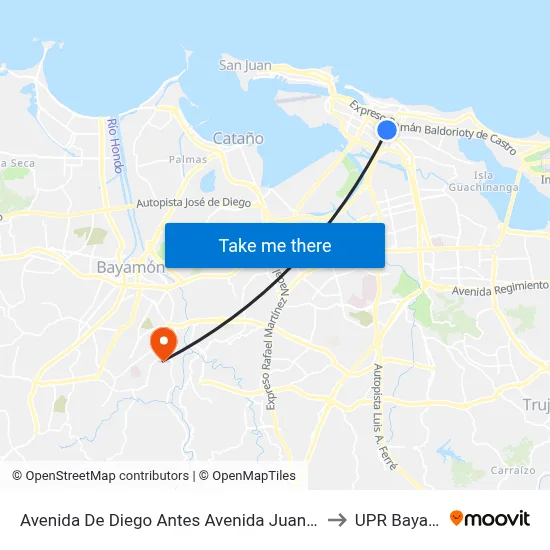 Avenida De Diego Antes Avenida Juan P. De León to UPR Bayamón map