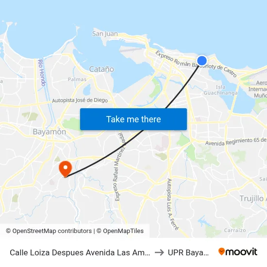 Calle Loiza Despues Avenida Las Americas to UPR Bayamón map