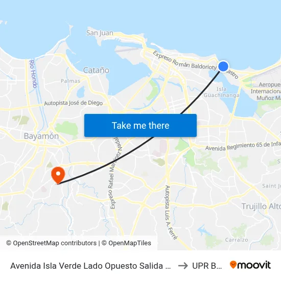 Avenida Isla Verde Lado Opuesto Salida Expreso Baldorioty De Castro to UPR Bayamón map