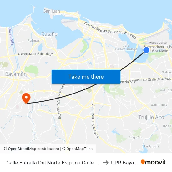 Calle Estrella Del Norte Esquina Calle Andromeda to UPR Bayamón map