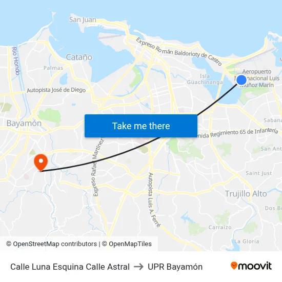 Calle Luna Esquina Calle Astral to UPR Bayamón map