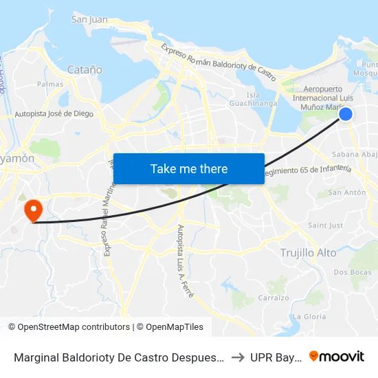 Marginal Baldorioty De Castro Despues Avenida Iturregui to UPR Bayamón map