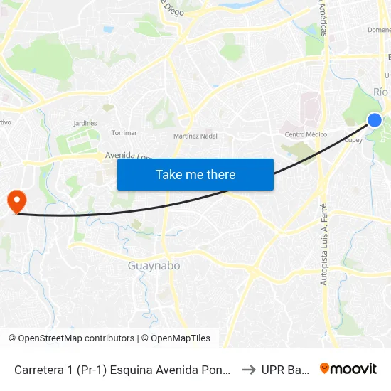 Carretera 1 (Pr-1) Esquina Avenida Ponce De León (Pr-8839) to UPR Bayamón map