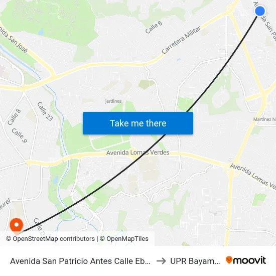 Avenida San Patricio Antes Calle Ebano to UPR Bayamón map