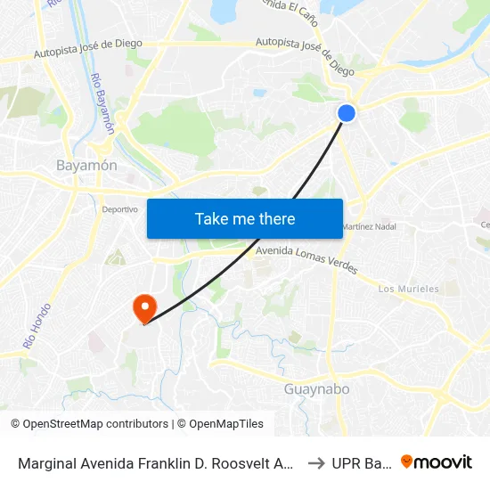 Marginal Avenida Franklin D. Roosvelt Antes Avenida San Patricio to UPR Bayamón map