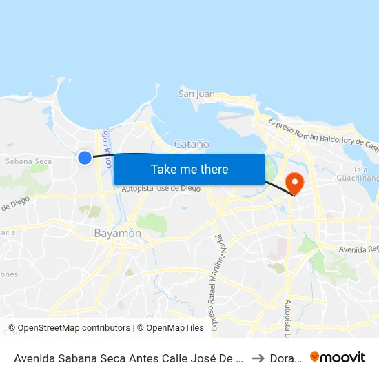 Avenida Sabana Seca Antes Calle José De Diego to Dorado map