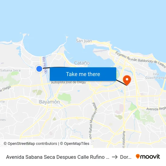 Avenida Sabana Seca Despues Calle Rufino Ramirez Luis to Dorado map