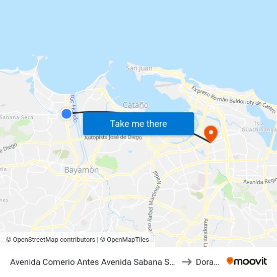 Avenida Comerio Antes Avenida Sabana Seca to Dorado map