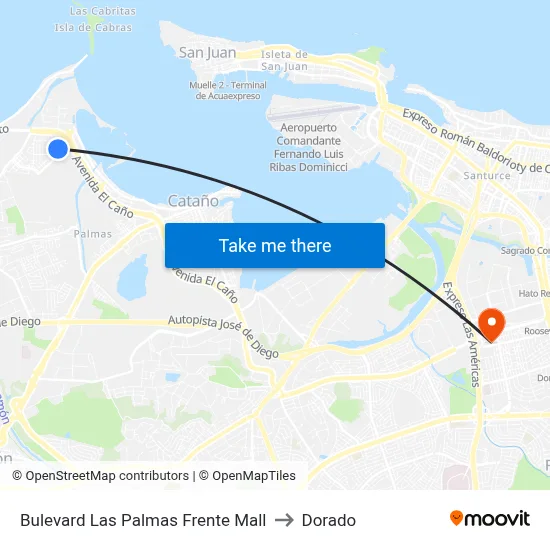 Bulevard Las Palmas Frente Mall to Dorado map