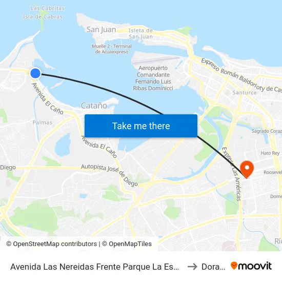 Avenida Las Nereidas Frente Parque La Esperanza to Dorado map