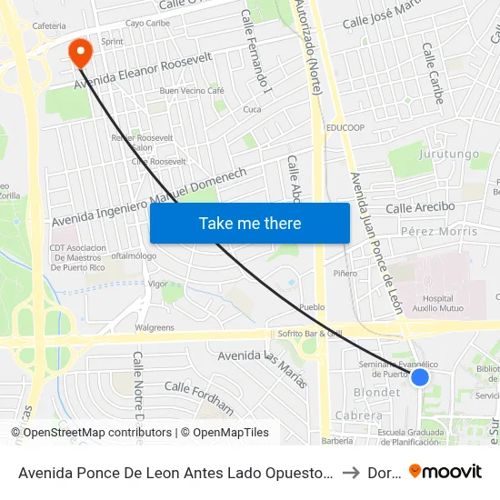 Avenida Ponce De Leon Antes Lado Opuesto Calle Mariana Bracetti to Dorado map