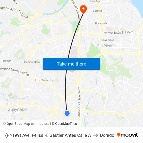 (Pr-199) Ave. Felisa R. Gautier Antes Calle A to Dorado map